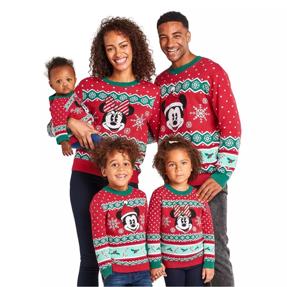 Disney Kids Red and Green Family Holiday Sweater Size 5 - Picture 10 of 10